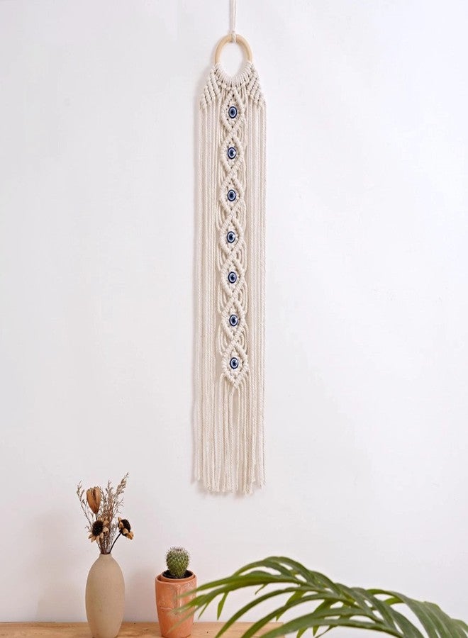 VIRFONOR Boho Macrame Wall Hanging,Handmade Evil Eye Wall Decor Dreamcatchers for Bedroom Home Apartment Ornament Craft Gift (27.56" L x 5.51” W) - Image 5